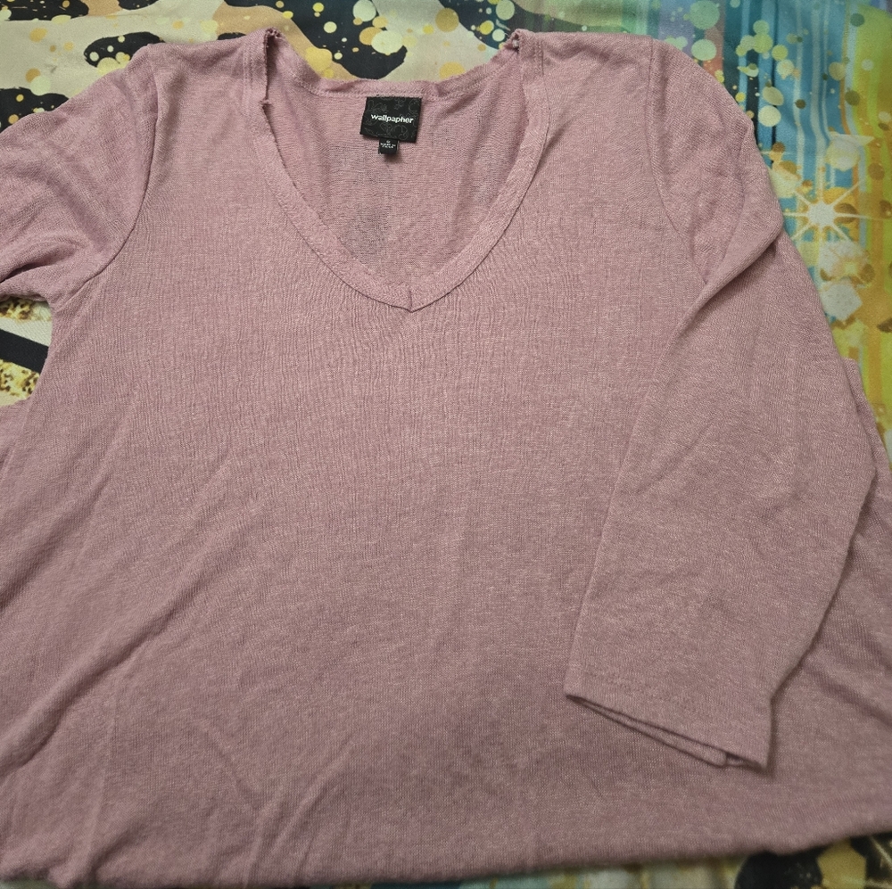 Women's Pink V-Neck Top